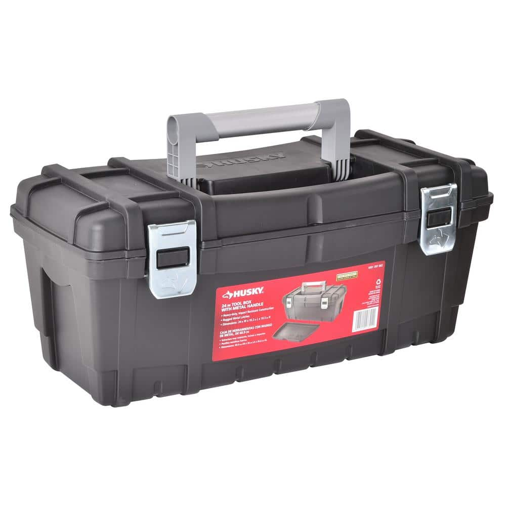 24 in. Hand Tool Box in Black - Husky Tool