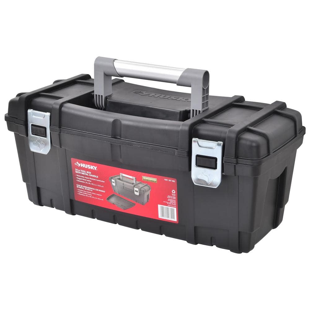 24 in. Hand Tool Box in Black - Husky Tool