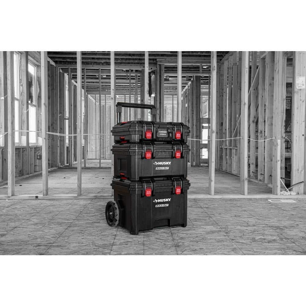 Build-Out 22 in. Modular Large Tool Box, Tool Case, Rolling Tool Box, Large Tool Crate - Husky Tool